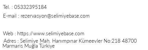 Base Selimiye Hotel telefon numaralar, faks, e-mail, posta adresi ve iletiim bilgileri